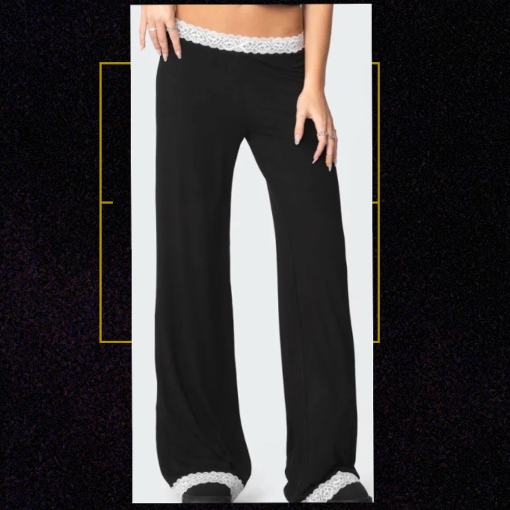 Domino Contrast Lace Trim Pants